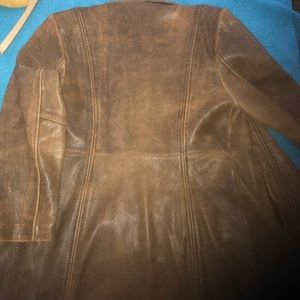 Vintage brown leather 3/4 length jacket